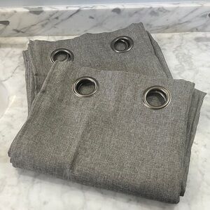 Set of 2 Gray darkening Curtains about 3ft by 7 ft with grommets rod hanging
